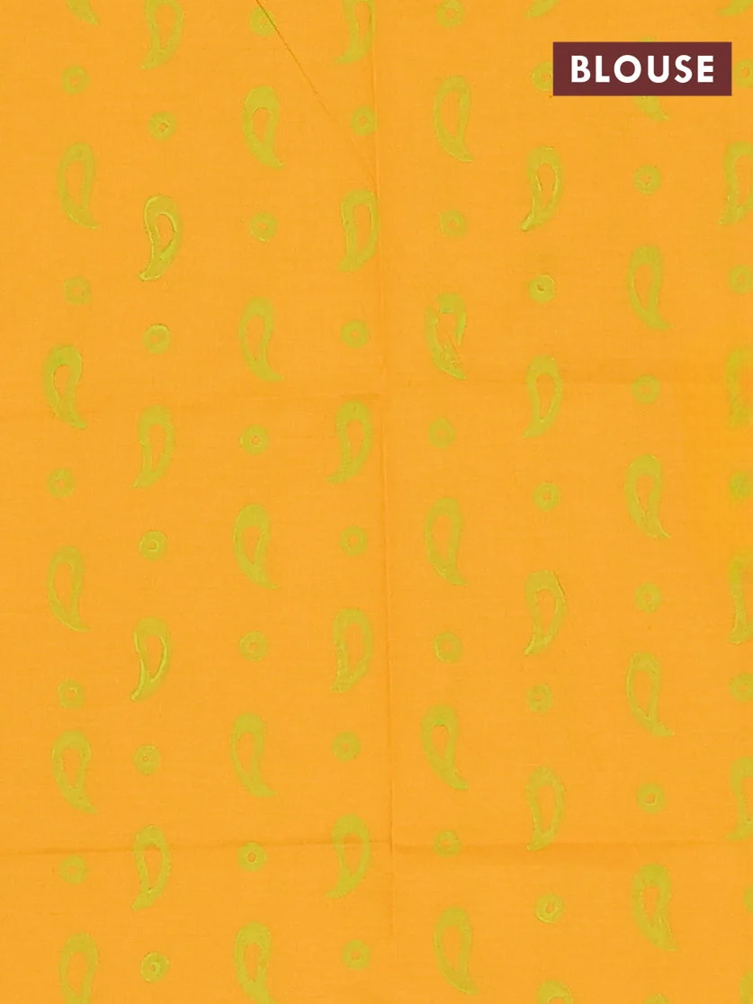 Semi Silk Cotton Saree - Light Green and Yellow